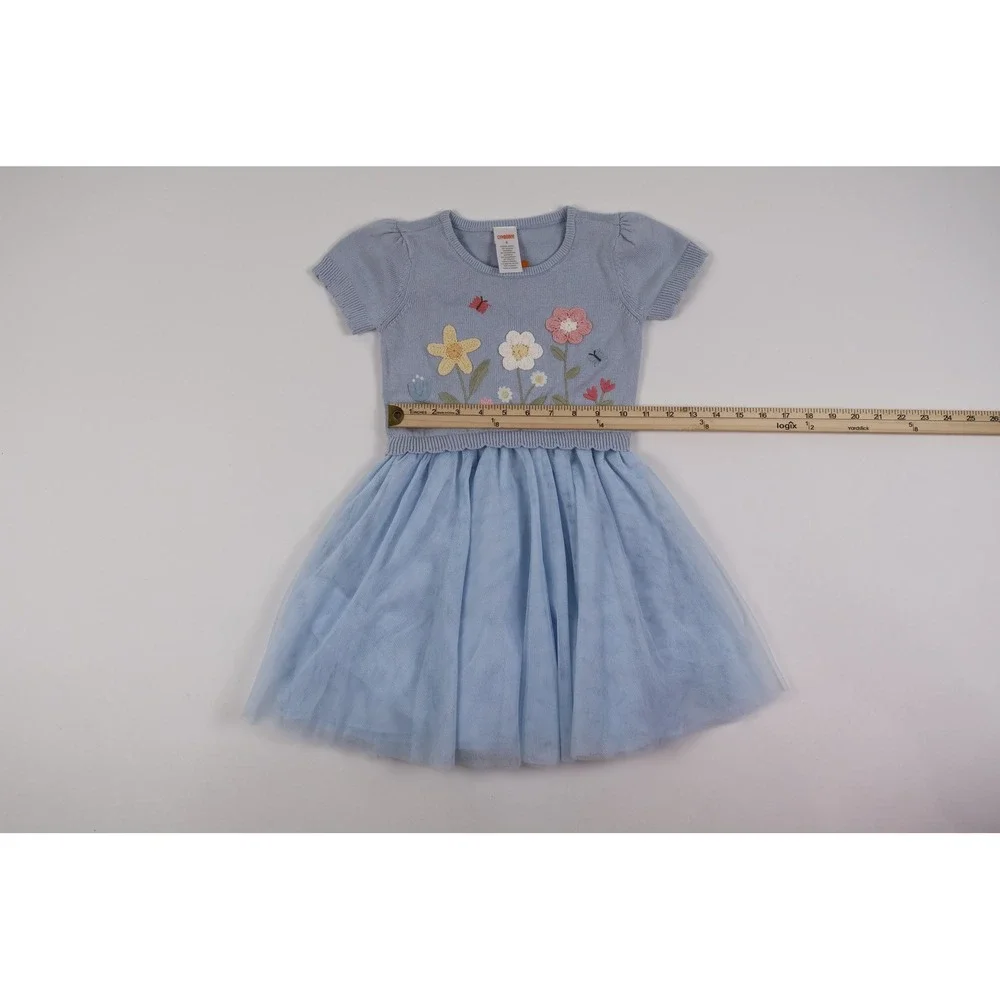 Gymboree Girls Tulle Dress Floral Knit Tutu Blue Size 6 NWT MSRP 50